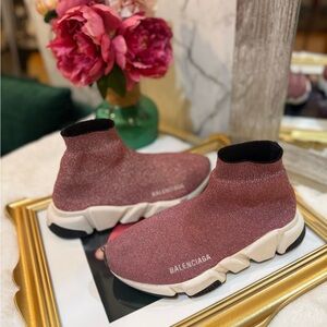 Balenciaga Glittery Pink Sock Sneakers